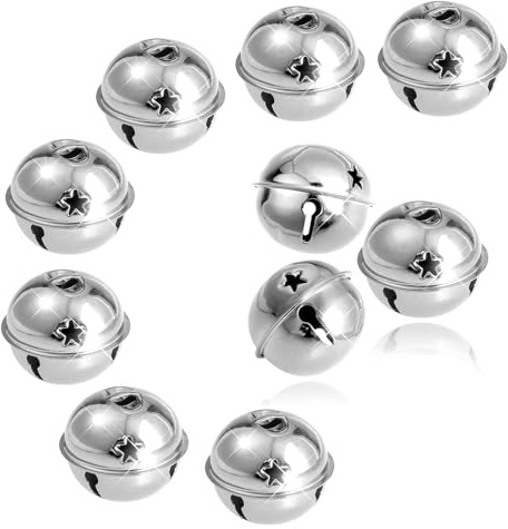 TOAOB 20 Pezzi Campanellini Natalizi 4cm Argento Campanelli Grandi Sonagli in Metallo per Decorazione di Natale Matrimonio Compleanno Decorazioni per Decorazioni Feste