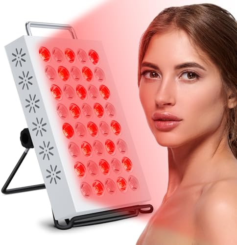 Lampe Rouge Infrarouge 660nm & 850nm, Panneau 40 LED avec Minuterie, Lumière Rouge pour Maison/Bureau