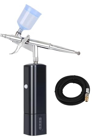Pistola per Verniciare, Compressore for aerografo portatile TM90-116W, batteria di tipo C, aghi da 0,3 mm, facile da usare(Noir)