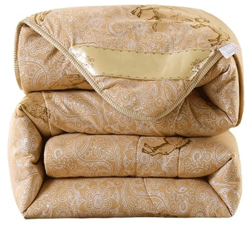 Kamelhårstäcke i king size-storlek - Mjuk, hudvänlig quiltad kärna med kamelhårsfyllning - Lätt och varmt vintertäcke, presentförpackning (B, 200 * 230 cm/2,0 kg)