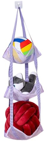 Almacenamiento de Pelotas Deportivas | Contenedor de Red Multicapa Vertical - Organizador de Pelotas - Para Baloncesto Voleibol Peluche Animales Dormitorio Sala de Estar