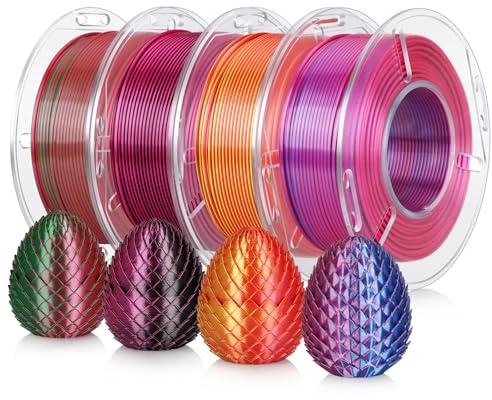 LANDU Silk PLA Lot de 4 filaments PLA double couleur 1,75 mm pour imprimante 3D - Filament PLA multiple couleurs - Précision dimensionnelle +/- 0,02 mm - Lot de 4 bobines de 250 g