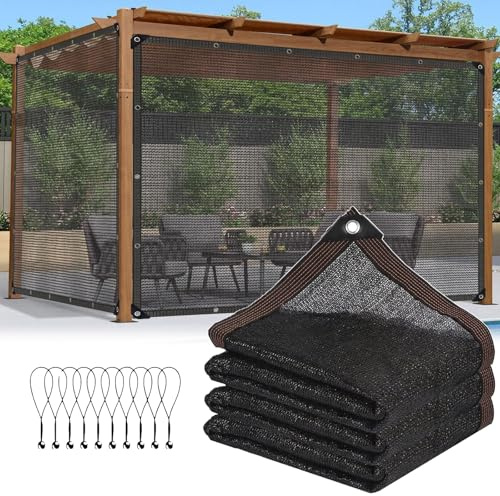 11 x 19 FT svart skuggduk – UV-skyddsnät presenning för växthus, uteplats, gräsmatta, pergola, ladugård – premium solskyddstyg för växter, blommor och grönsaker