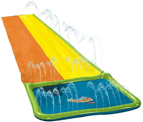 Wham-O Slip 'N Slide Scivolo Acqua Doppia Corsia con Piscina, 18 Piedi Extra-Lungo, Include 2 Boogie Board – Giocattolo Estivo per Bambini 5-12 Anni