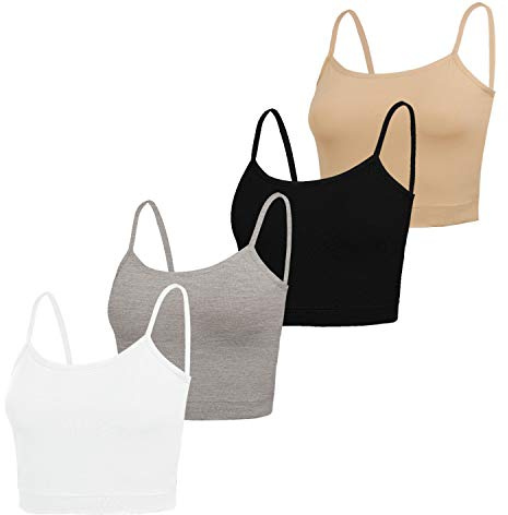 NEWITIN 4 Pack Spaghetti Strap Camisole Top Adjustable Strap Tank Top for Women (L)
