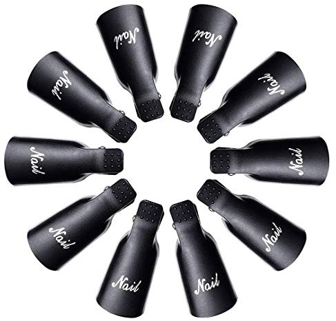 IME Nagellackentferner Clips Set, Nails Art Gel Cap Einweichen Clip UV Maniküre Tränken Weg Nagel-Clips Gel Polish Entferner Wrap Tool Schwarz 10 Stk