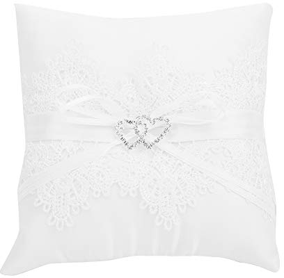 Yagosodee Hochzeit Ringkissen Ehering Kissen Ring Kissen,Ehering-Kissen mit Satinband,Hochzeit Ringkissen, Ringkissen Hochzeit Weiß,für Ringkissen Verlobung Oder Eheringe