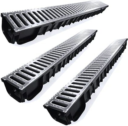 Entwässerungsrinne STAHL A15 Garage-Set 3 Meter Kit Midi-Kanal Rinne DAKOTA GUNNEX (3m)