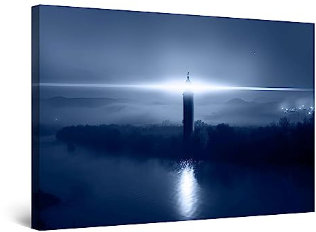 Startonight Quadro su Tela - Faro di Notte - Grandi Quadri Astratti Moderni Stampe Grande per Soggiorno Stampe Incorniciate 80x120 cm, Decorazione Parete, Idea Regalo Elegante Luminoso al Buio