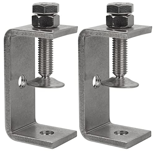 WEKBOSS Heavy Duty Stainless Steel C Clamps for Woodworking 62MM, Small Welding C Clamps, Mini Metal Desk Clip for Mounting, with Wide Jaw Opening & Adjustable Screw & Pad(2PCS)
