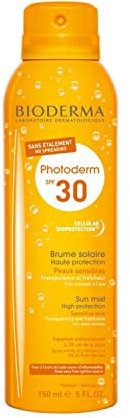 BIODERMA Photoderm Brume invisible SPF30 Brume solaire spray très haute protection UVA/UVB - Peaux sensibles - Protège du stress oxydatif, riche en Vitamine E - Aérosol 150 ml