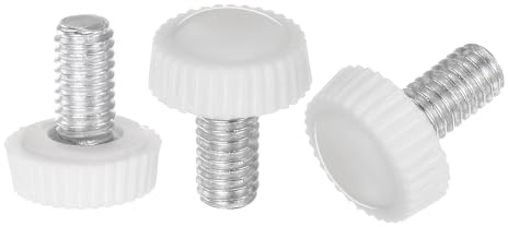 QUARKZMAN 20 Stück Rändelschraube M6 x 12mm Flügelschrauben mit Gewinde, Rundkopf Klemmschrauben Befestigungsschraube Klemmknöpfe Drehknopf für Möbel Modellbau Maschinen Geräte, Weiß