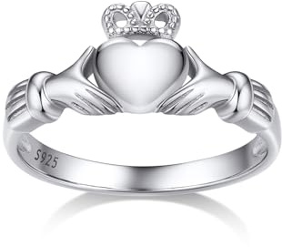 Bestyle Anillos Mujer Plata de Ley 925 Anillo Nudo Celta Anillo Irlandes Claddagh Anillos de Compromiso Talla 6.75-27.5