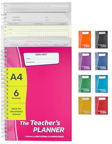 Educational Planning Books Teacher Planner 2026-27 A4, 6 Period (TP3-Pink)