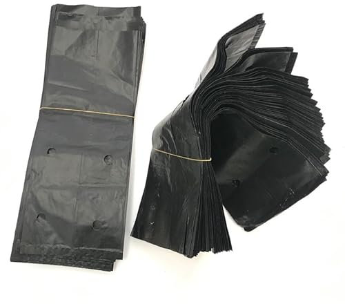 100 Bolsas de Plástico para Vivero PE Bolsas para Cultivo de Plantas Engrosadas Biodegradables con Agujeros Transpirables Bolsas para Plántulas 17x25cm