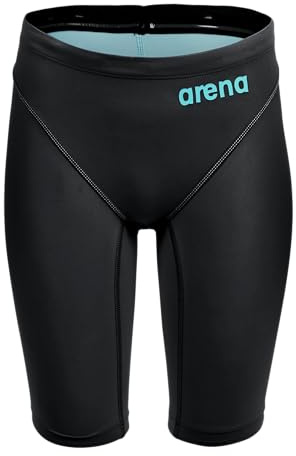 ARENA Powerskin Impulso Boys' Racing Jammer Competition Swimsuit One Piece Athletic Swim Team Championship Tech Suit, Black Teal, Size 24