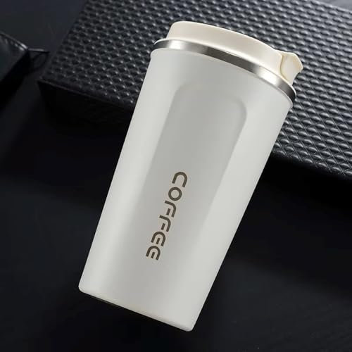 Termo Café para llevar Pequeño | Taza Térmica Café Te Infusiones | Vaso Térmico Antigoteo Hermético | Acero Inoxidable 304 Doble Capa Aislamiento Sin BPA | Bebidas Calientes y Frías Llevar (Blanco)