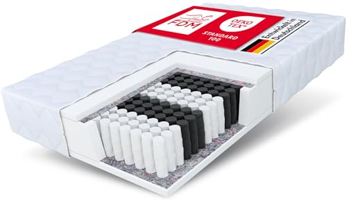 FDM Matratze 140x190 cm Härtegrad H3 Höhe 23 cm Taschenfederkernmatratze Polyurethan-Schaum 7 Komfortzonen mit Hypoallergenem Waschbarem Premium-Bezug Oeko-Tex Medic MAX