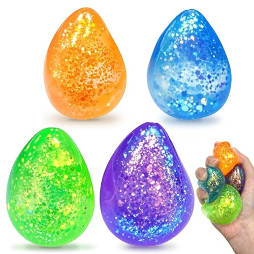 Juvanovo Pelota Antiestres, 4 Piezas Gota de Agua Bolas Fidget Toys, Antiestrés para Amasar, Squeeze Squishy Toys, Juguetes Sensoriales para Adultos