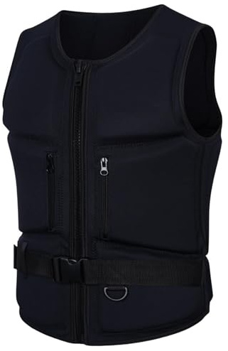 Neopren Flytväst för vuxna ungdomar, Flythjälp Snorkeljacka med justerbar ficka Simväst för kajakpaddling Fiske Surfing Paddling(svart,4XL)