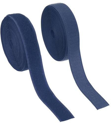 YELARXI Ruban auto-agrippant en nylon à coudre - 2,5 cm de large - Dos non adhésif - 4,5 m de long - Pour vêtements, travaux manuels, couture, projet de bricolage - Bleu foncé