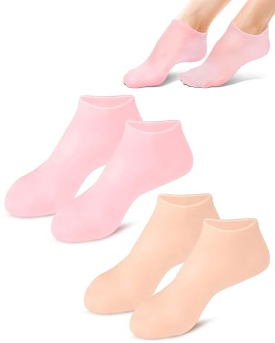 KEMUZ 2 Paia Calzini in Silicone per Pedicure, Calzini Idratanti per Piedi, Calze Morbide in Gel, Calze all'Aloe Calze per la Cura dei Piedi Spa Pedicure Donna per Riparare i Piedi Secchi