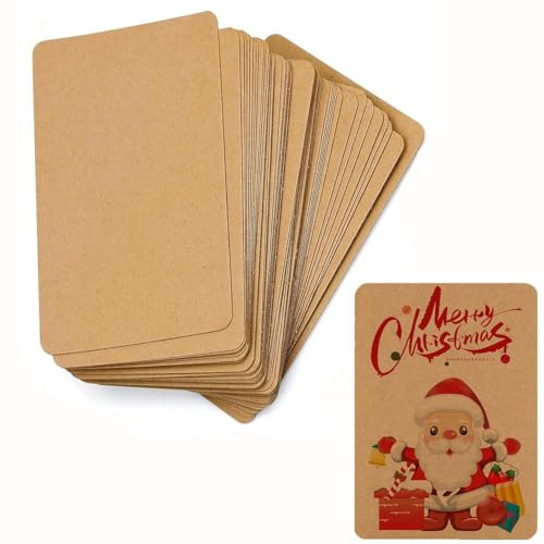 Cartoline,50 Pezzi 10x15 cm Carte di Carta Kraft Vuote,Cartoline Vuote Carta Marrone Cartoncini Angoli Arrotondati,Scrivibili e Stampabili su Entrambi i Lati,Biglietti Auguri,Inviti