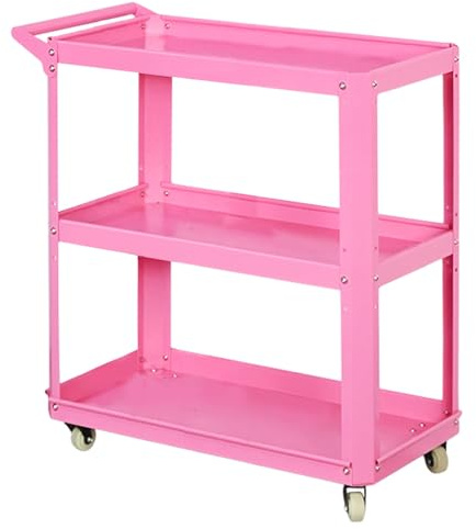 3 Tier Rolling Tool Cart Flower Cart Display Stand with Wheels Metal Plant Shelves for Garages Home and Workshops