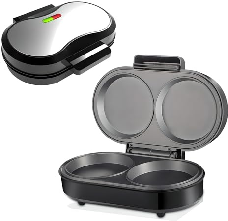 Fabricante de Tortillas Eléctricas Dual Tortilla, Placas de Cerámica con Recubrimiento Antiadherente, 2 Placas de Cocina Individuales con Manija Táctil Fría, Electrodoméstico de Desayuno Compacto