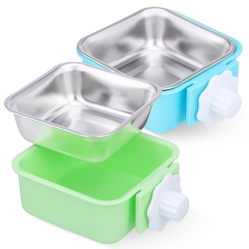 Lurrose 2pcs Hanging Pet Bowl Stainless Steel Dog Crate Water Bowl for Puppy and Kitten Food