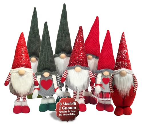 Avilia – Gnomo 40 cm in Colori Assortiti, Gnomi Natalizi Decorativi, Ideali per Mensole, Camino e Librerie - Inviato Casualmente in Base alle Disponibilità