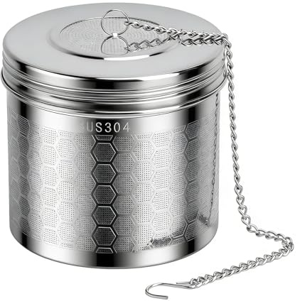 GZRXIOU Grande Infuseur Thé, BFiltre Thé Acier Inoxydable avec Longue Chaîne et Crochet en S, Passoire Thé Inox 304 Mailles Fines, Grand Filtre à Épices pour Marmite, Infuseur Cuisine Grand Format