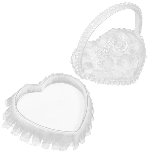 TOYANDONA Almohada Soporte Portátil de Encaje y Satén para Anillos de Boda con Forma en Ceremonias de Boda Elegantes
