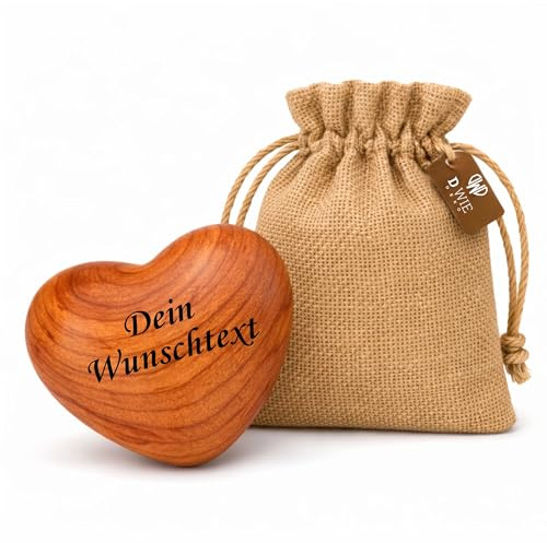 DwieDeko – Personalisierter Handschmeichler Holz mit Wunschtext – Glücksbringer & Mutmacher, Motivationsgeschenk, Gute‑Besserung‑Geschenk bei Krankheit, personalisiertes Geschenk für Frauen, Männer