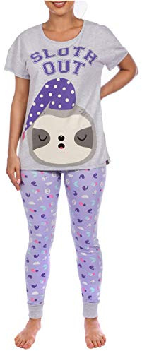 Harry Bear Womens Sloth Pyjamas Purple Size Medium