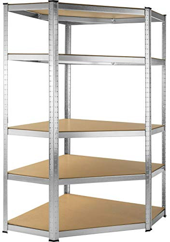 Scaffale angolare acciaio zincato 180 x 90 x 40 cm 5 ripiani portata 875 Kg