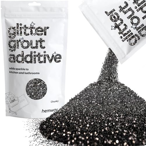 Hemway Glitter Grout Additive - Black | 100g Chunky Metallic Flakes for Adding Sparkle to Old & New Kitchen & Bathroom Tiles | Enhance Your Indoor Grouting Projects with a Durable Sparkly Effect