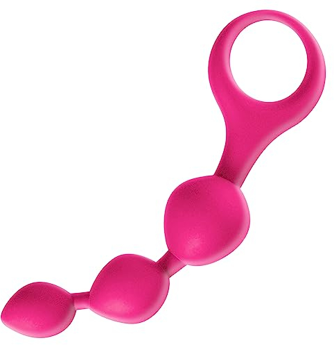 DUKESTON Analkette 15,3 cm Lang, 3 Analkugeln ø 30 mm Groß, Analplug Silikon, Anal Butt Plug für Prostata Männer, Buttplug Frauen, Analspielzeug für Paare (Rosa)