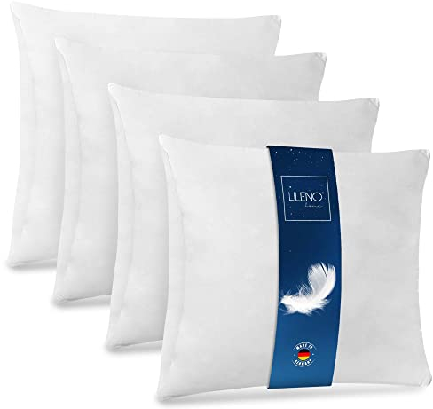 LILENO HOME Federkissen 45x45 cm [4er Set] - Kissen 45 x 45 cm aus Federn als Kopfkissen, Schlafkissen u. Bettkissen perfekt für Allergiker und Kinder - Federkernkissen mit je 450 g