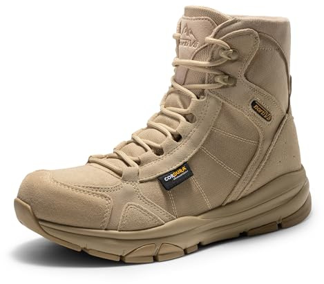 NORTIV 8 Bottes Militaires pour Hommes Imperméable Bottes de Travail Durable et Antidérapante Bottines Respirantes,Size 43.5,Sable,SNMT222M