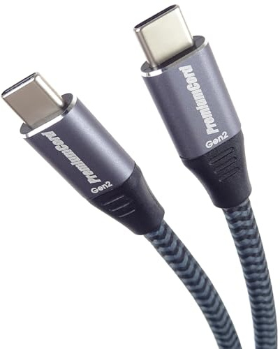 PremiumCord USB-C 3.2 Gen 2x2 Verbindungskabel, Datenkabel SuperSpeed bis zu 20Gbit/s, Ladenkabel bis zu 5A, Leistung 100W, PD 3.0 / QC 4.0, USB 3.2 Generation 2x2, Farbe schwarz, Länge 1m