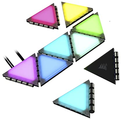 Corsair iCUE LC100 - Paneles de iluminación de Acento - Mini triángulo - Kit de expansión de Azulejos 9X (81 LED RGB con difusión de luz, fijación magnética Simple) Transparente
