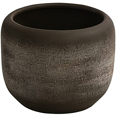 Dehner Übertopf Romy, Ø 28 cm, Höhe 23 cm, Keramik, Dunkelbraun