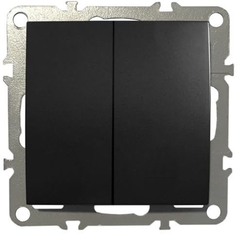 2-Fach Schalter Lichtschalter Doppel-Schalter Wechselschalter Unterputz 220-250V 10A Schwarz Matt