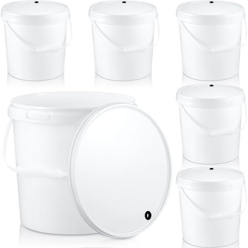 Hushee 6 secchi rotondi per fermentazione da 2 galloni con coperchio, senza BPA, per fermentazione alimentare, fermentatore per vino, birra, vino, idromele, sidro, bevande fermentate, bianco