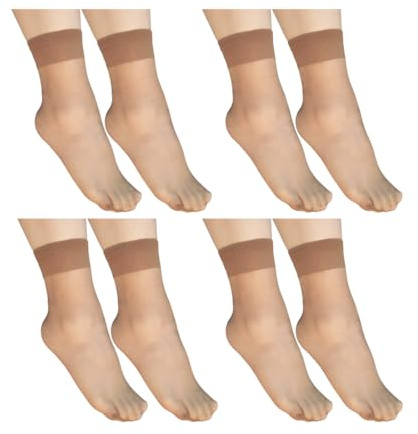 JYC CREATIVE Strumpbyxor för kvinnor, halva strumpa för kvinnor, genomskinliga tunna strumpor, beige och svarta korta