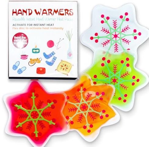 Couleurs Återanvändbar tryckvärmeförpackning, handvärmare klick, omedelbar handvärmare, påse gel handvärmare för camping, utomhus, inomhus, arbete, studerande