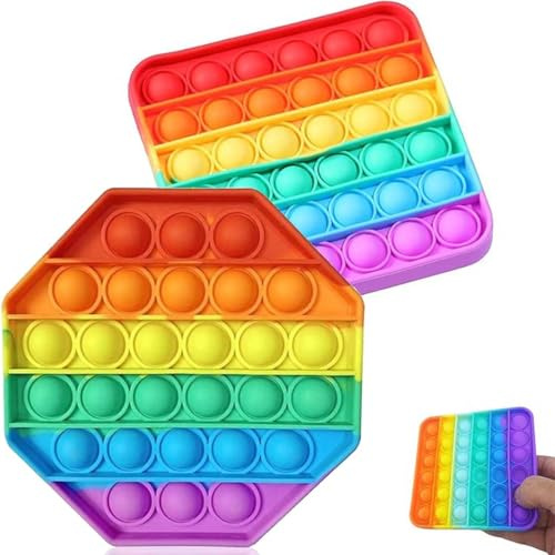 SULIUDAJI 2 pièces Push and Pop Bubble Sensory Fidget Toy, Jouets Sensoriels à Presser, Silicone Anti-Stress Jouets de Soulagement de L'anxiété Educatifs Autisme Besoins Spéciaux pour Enfants Adultes