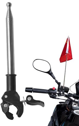 Mástil de bandera retráctil - Soporte de mástil de bandera para bicicletas de acero inoxidable | Soporte fijo para mástil de bandera de bicicleta y motocicleta, soporte fijo para motos