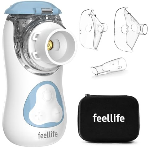 FEELLIFE Nebulizador Portatil Silencioso Tipo C Recargable, Nebulizador Bebés y Adultos Tasa de Atomización Ajustable, Nebulizador para Alivio de la tos, Rinitis y Síntomas Respiratorios